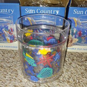 Sun Country Double Old Fashioned 12 Oz. Acrylic Cups with Floaters 6 Cups. NIB.